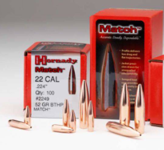 Hornady 22 Cal .224 52gr BTHP 2249